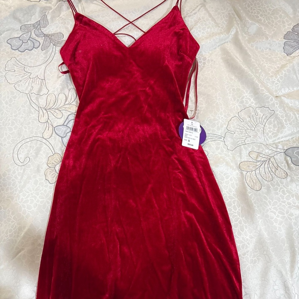 Windsor Red Wrap Tie Front Slip Dress